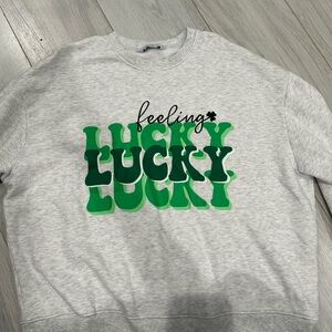 Primark Gray and Green Graphic Sweater